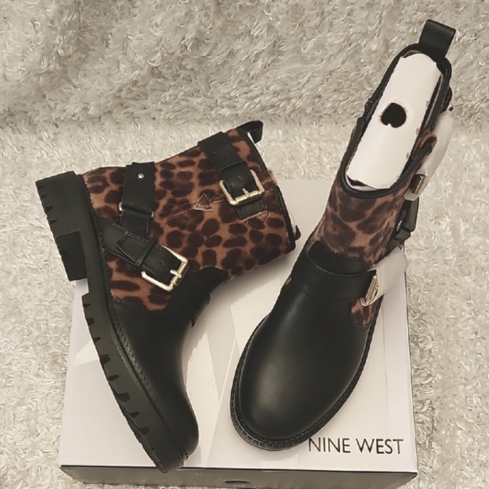 Nine West Faux Fur Leopard Print boots